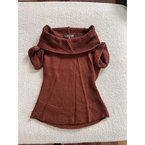 Buffalo David Bitton Boho Rust Knit Sweater Victorian Cowl Neck Wool